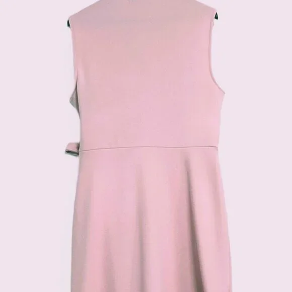 NWT* Black Label by EVAN PICONE Sleeveless Pink Crepe Faux Wrap Dress Large - Picture 4 of 12